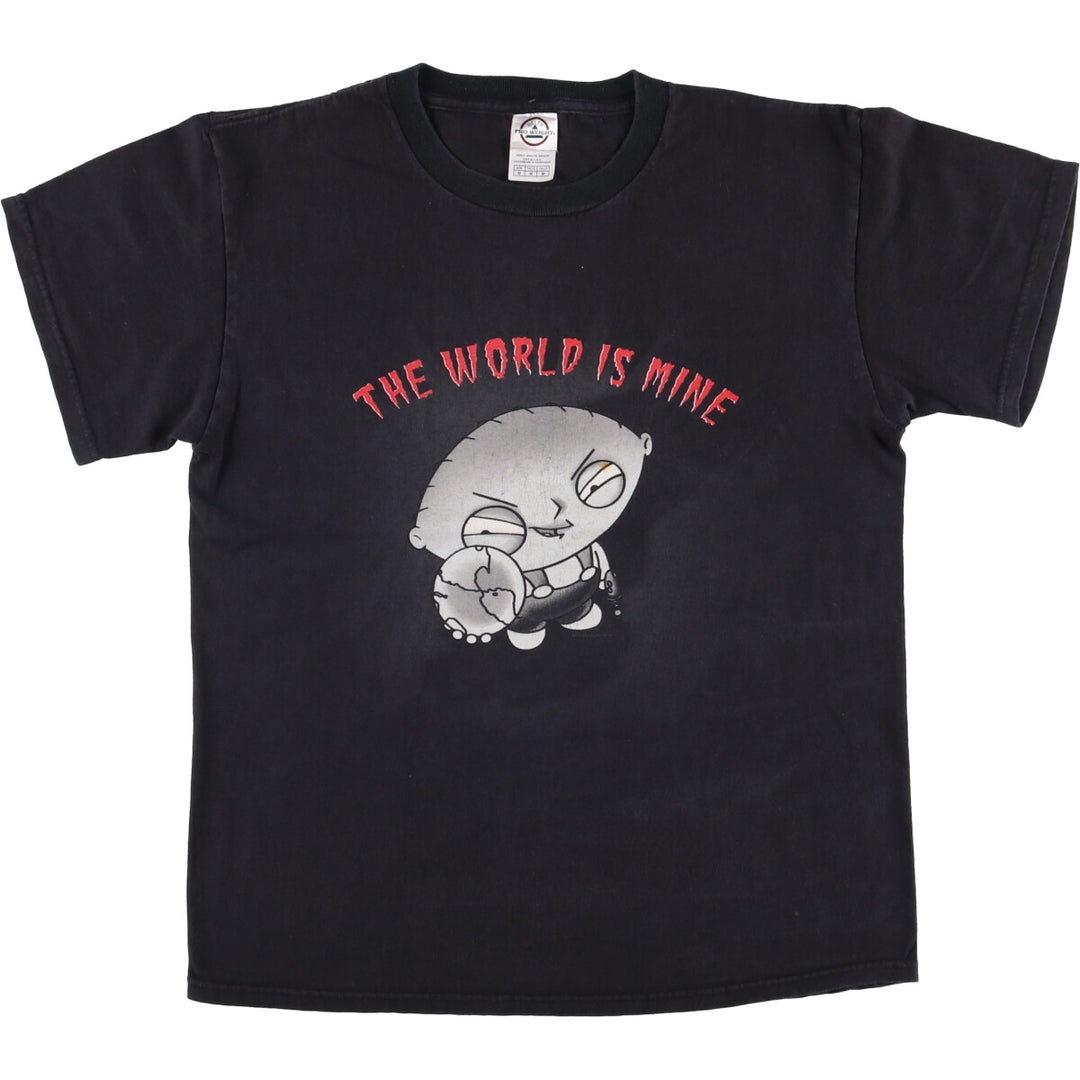 Delta Family Guy Character Print T-Shirt, Men's Size Medium cotton black type Vintage Second Hand