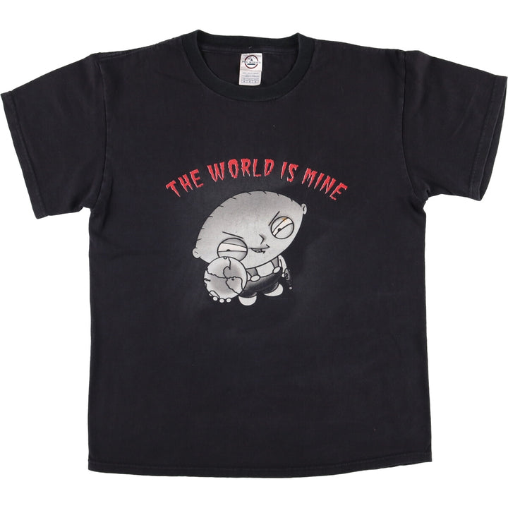 Delta Family Guy Character Print T-Shirt, Men's Size Medium cotton black type Vintage Second Hand