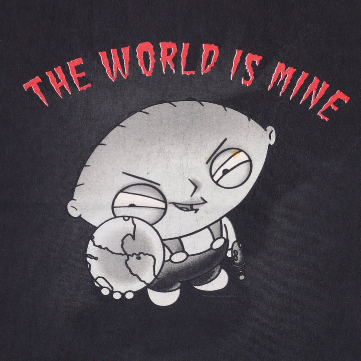 Delta Family Guy Character Print T-Shirt, Men's Size Medium cotton black type Vintage Second Hand