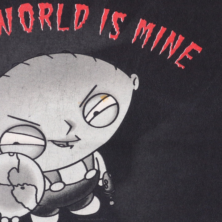 Delta Family Guy Character Print T-Shirt, Men's Size Medium cotton black type Vintage Second Hand