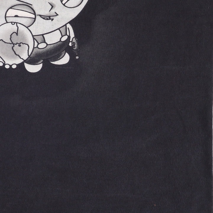 Delta Family Guy Character Print T-Shirt, Men's Size Medium cotton black type Vintage Second Hand