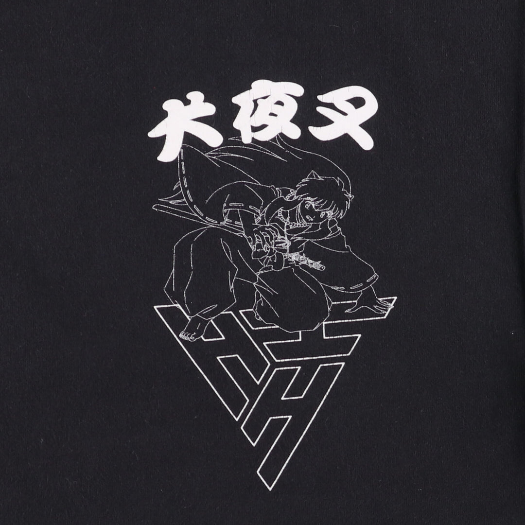 INUYASHA Inuyasha Anime Character Print T-Shirt Men's M Size cotton black type Vintage Second Hand