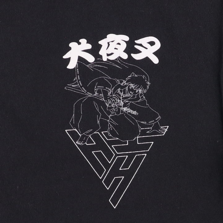 INUYASHA Inuyasha Anime Character Print T-Shirt Men's M Size cotton black type Vintage Second Hand