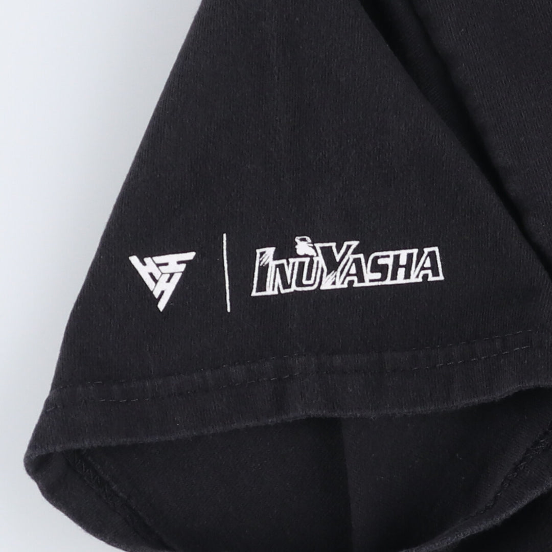 INUYASHA Inuyasha Anime Character Print T-Shirt Men's M Size cotton black type Vintage Second Hand