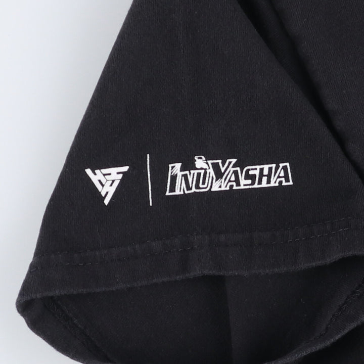 INUYASHA Inuyasha Anime Character Print T-Shirt Men's M Size cotton black type Vintage Second Hand