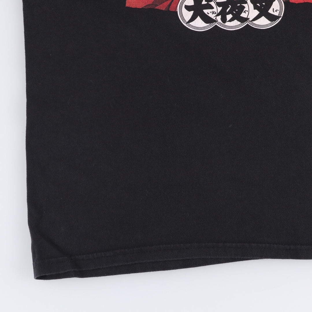 INUYASHA Inuyasha Anime Character Print T-Shirt Men's M Size cotton black type Vintage Second Hand