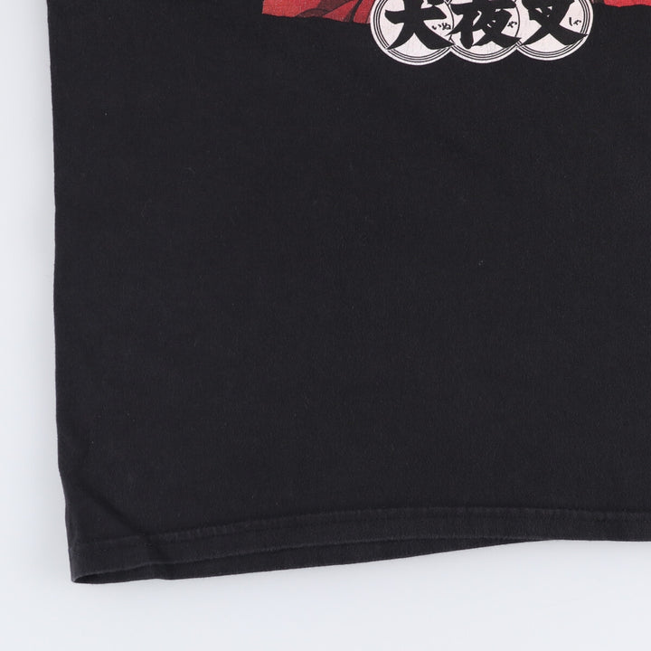 INUYASHA Inuyasha Anime Character Print T-Shirt Men's M Size cotton black type Vintage Second Hand