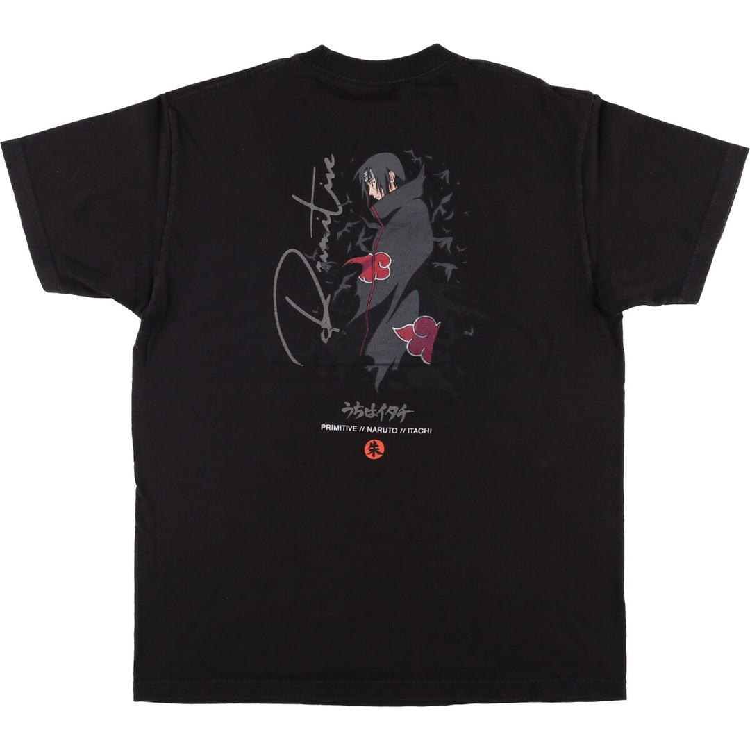 2000'S PRIMITIVE NARUTO SHIPPUDEN Naruto Shippuden Uchiha Sasuke Anime Character Print T-Shirt, Men's Size Medium cotton black type Vintage Second Hand