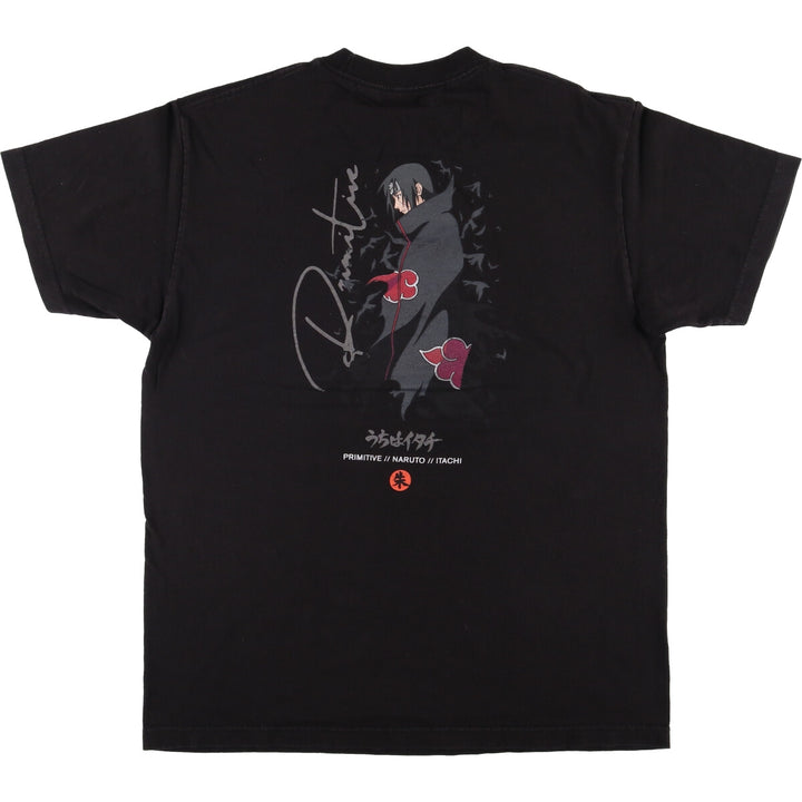 2000'S PRIMITIVE NARUTO SHIPPUDEN Naruto Shippuden Uchiha Sasuke Anime Character Print T-Shirt, Men's Size Medium cotton black type Vintage Second Hand