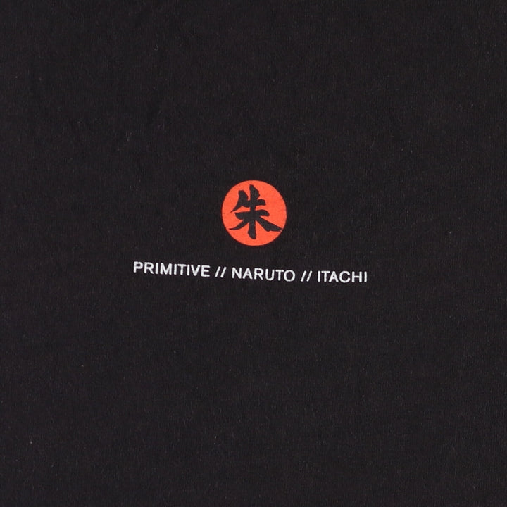 2000'S PRIMITIVE NARUTO SHIPPUDEN Naruto Shippuden Uchiha Sasuke Anime Character Print T-Shirt, Men's Size Medium cotton black type Vintage Second Hand