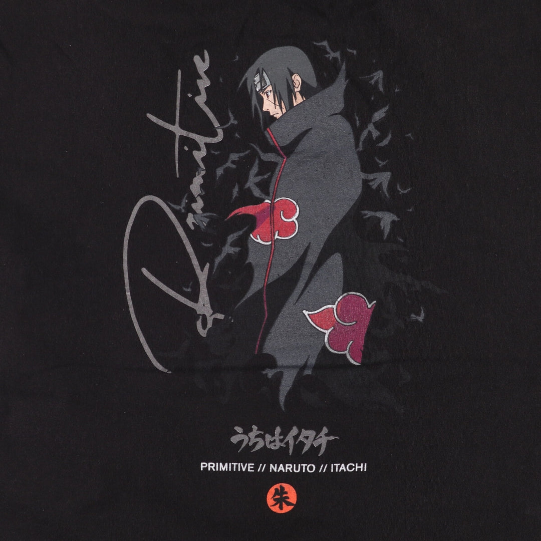 2000'S PRIMITIVE NARUTO SHIPPUDEN Naruto Shippuden Uchiha Sasuke Anime Character Print T-Shirt, Men's Size Medium cotton black type Vintage Second Hand