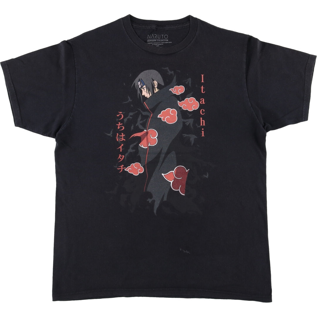 00'S NARUTO SHIPPUDEN Naruto Shippuden Uchiha Itachi Anime Character Print T-Shirt Men's M size cotton black type Vintage Second Hand