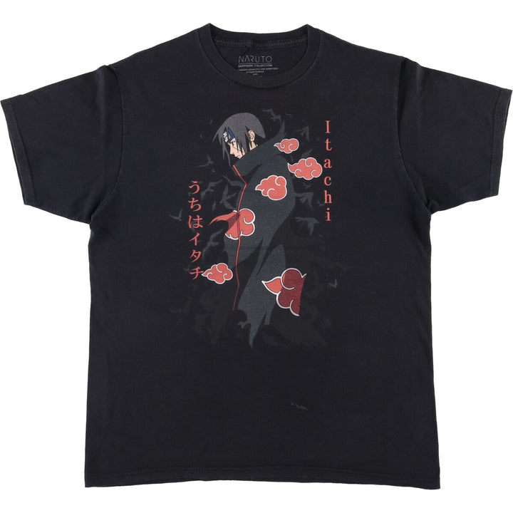 00'S NARUTO SHIPPUDEN Naruto Shippuden Uchiha Itachi Anime Character Print T-Shirt Men's M size cotton black type Vintage Second Hand