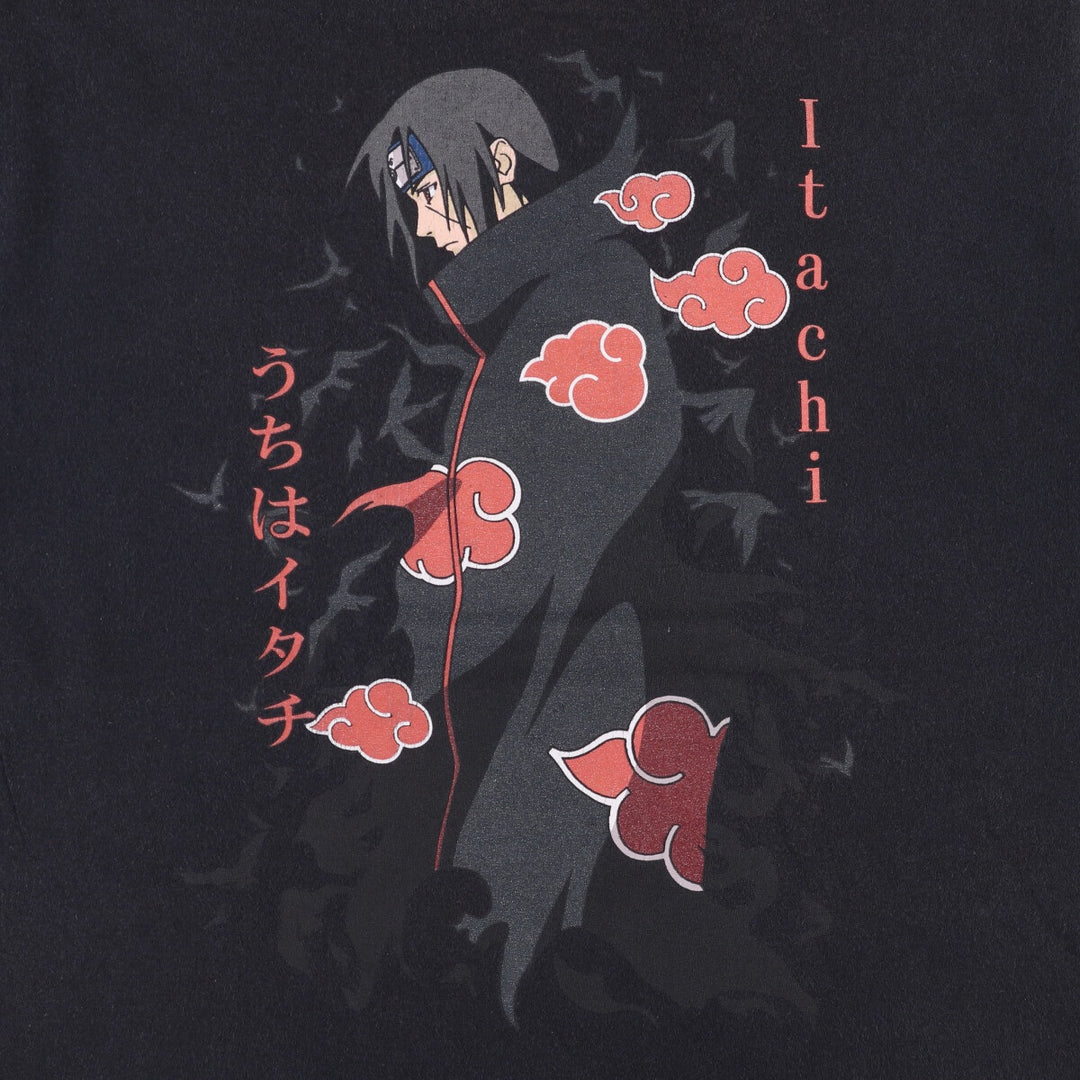 00'S NARUTO SHIPPUDEN Naruto Shippuden Uchiha Itachi Anime Character Print T-Shirt Men's M size cotton black type Vintage Second Hand