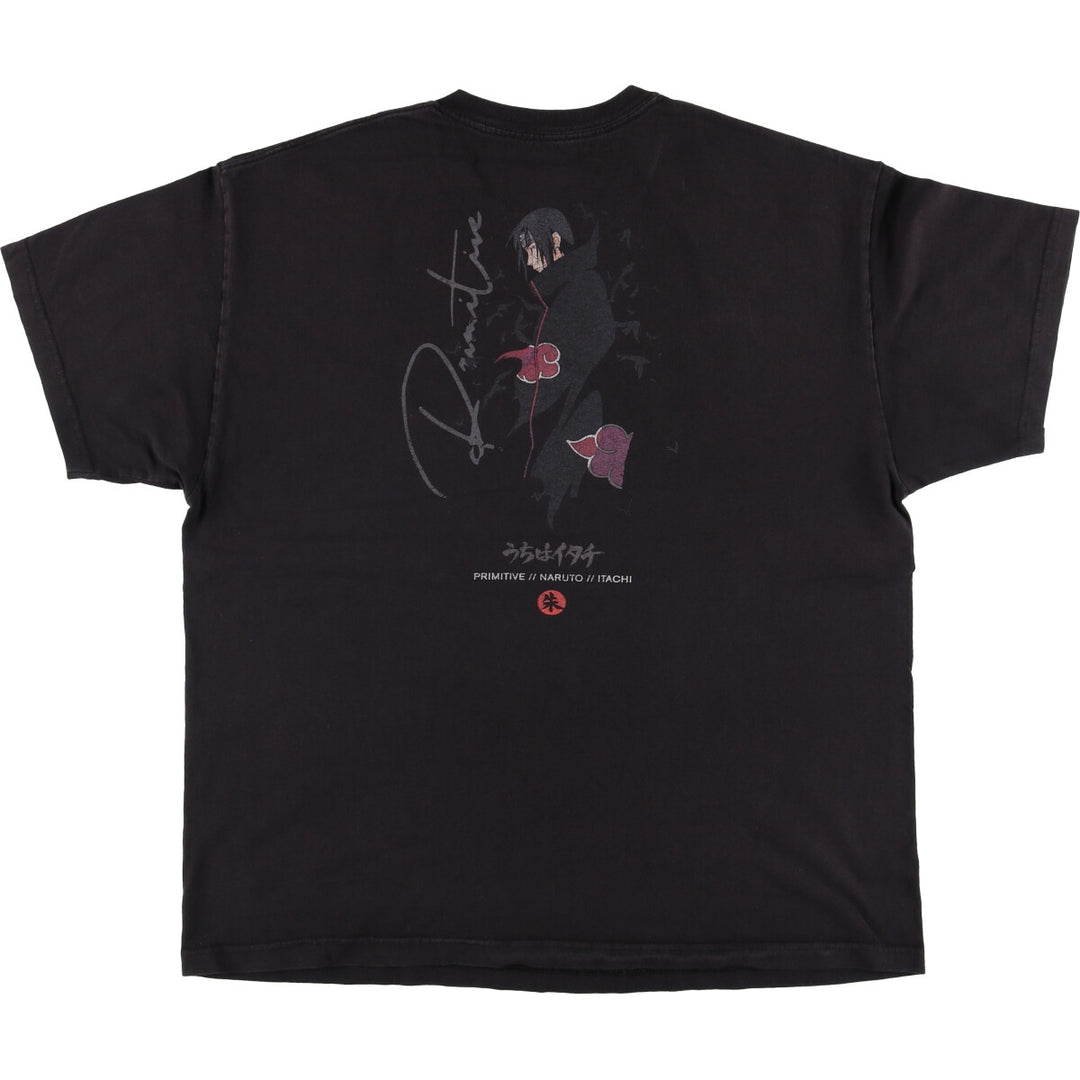 2000'S PRIMITIVE NARUTO SHIPPUDEN Naruto Shippuden Uchiha Sasuke Anime Character Print T-Shirt Men's XL cotton black type Vintage Second Hand