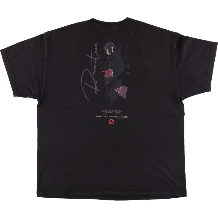 2000'S PRIMITIVE NARUTO SHIPPUDEN Naruto Shippuden Uchiha Sasuke Anime Character Print T-Shirt Men's XL cotton black type Vintage Second Hand