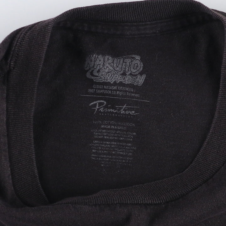 2000'S PRIMITIVE NARUTO SHIPPUDEN Naruto Shippuden Uchiha Sasuke Anime Character Print T-Shirt Men's XL cotton black type Vintage Second Hand