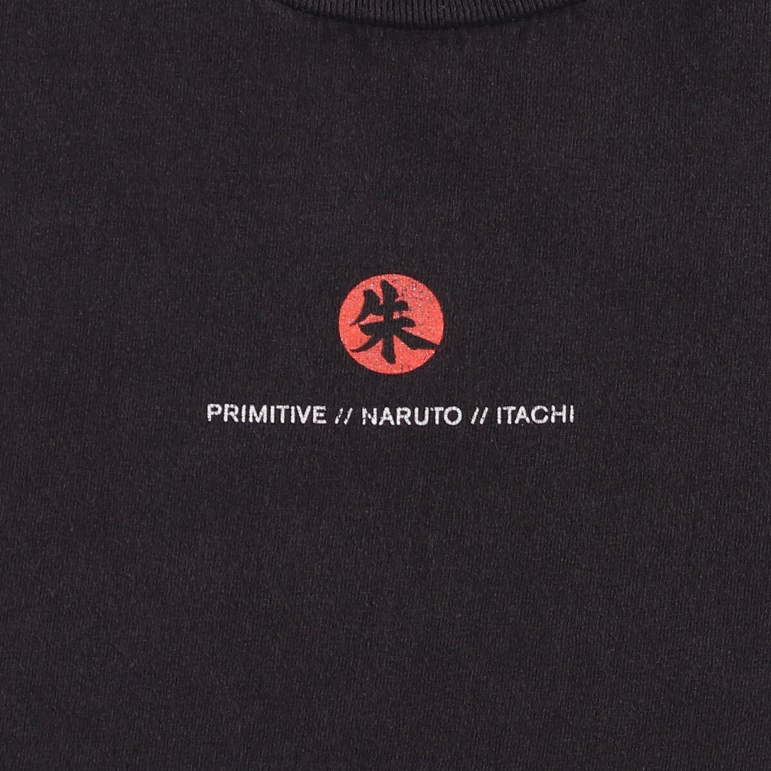 2000'S PRIMITIVE NARUTO SHIPPUDEN Naruto Shippuden Uchiha Sasuke Anime Character Print T-Shirt Men's XL cotton black type Vintage Second Hand