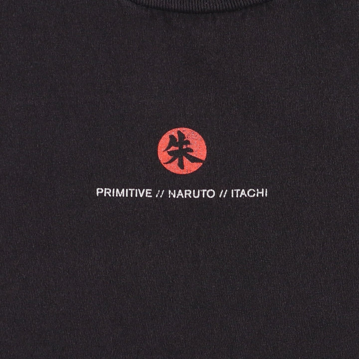 2000'S PRIMITIVE NARUTO SHIPPUDEN Naruto Shippuden Uchiha Sasuke Anime Character Print T-Shirt Men's XL cotton black type Vintage Second Hand