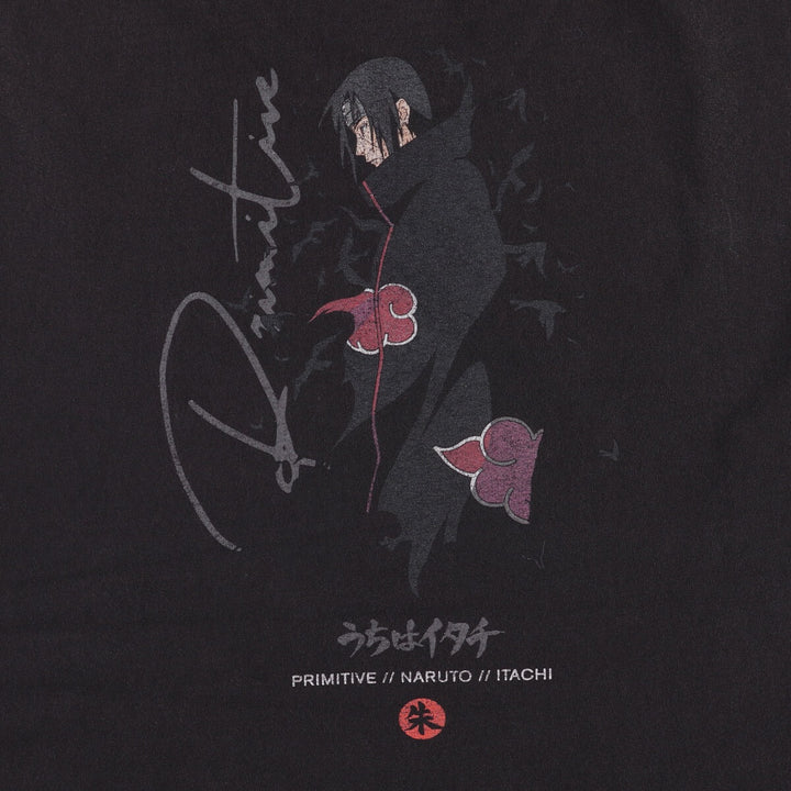2000'S PRIMITIVE NARUTO SHIPPUDEN Naruto Shippuden Uchiha Sasuke Anime Character Print T-Shirt Men's XL cotton black type Vintage Second Hand