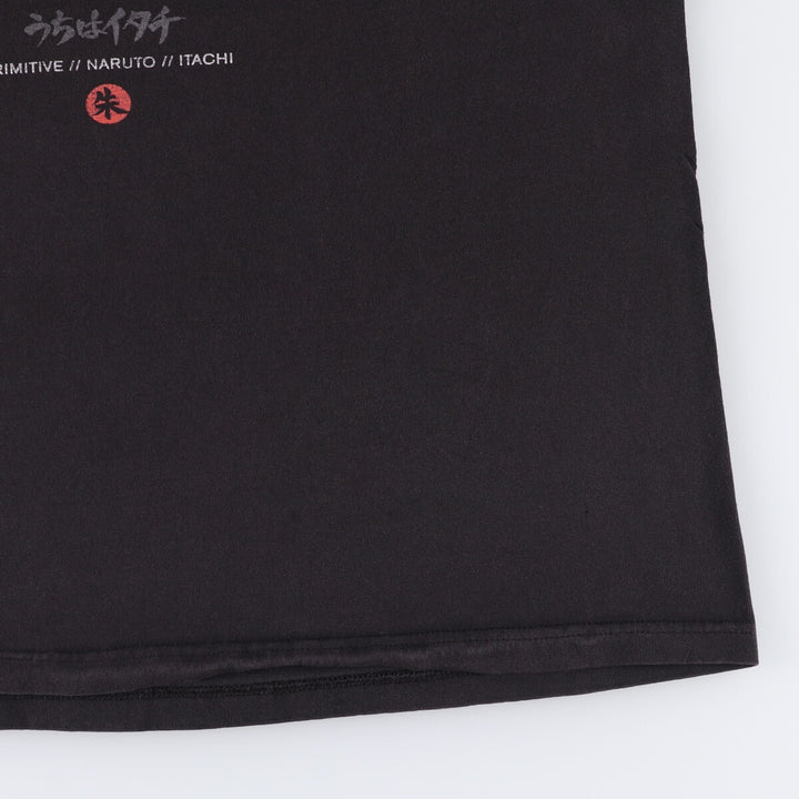 2000'S PRIMITIVE NARUTO SHIPPUDEN Naruto Shippuden Uchiha Sasuke Anime Character Print T-Shirt Men's XL cotton black type Vintage Second Hand