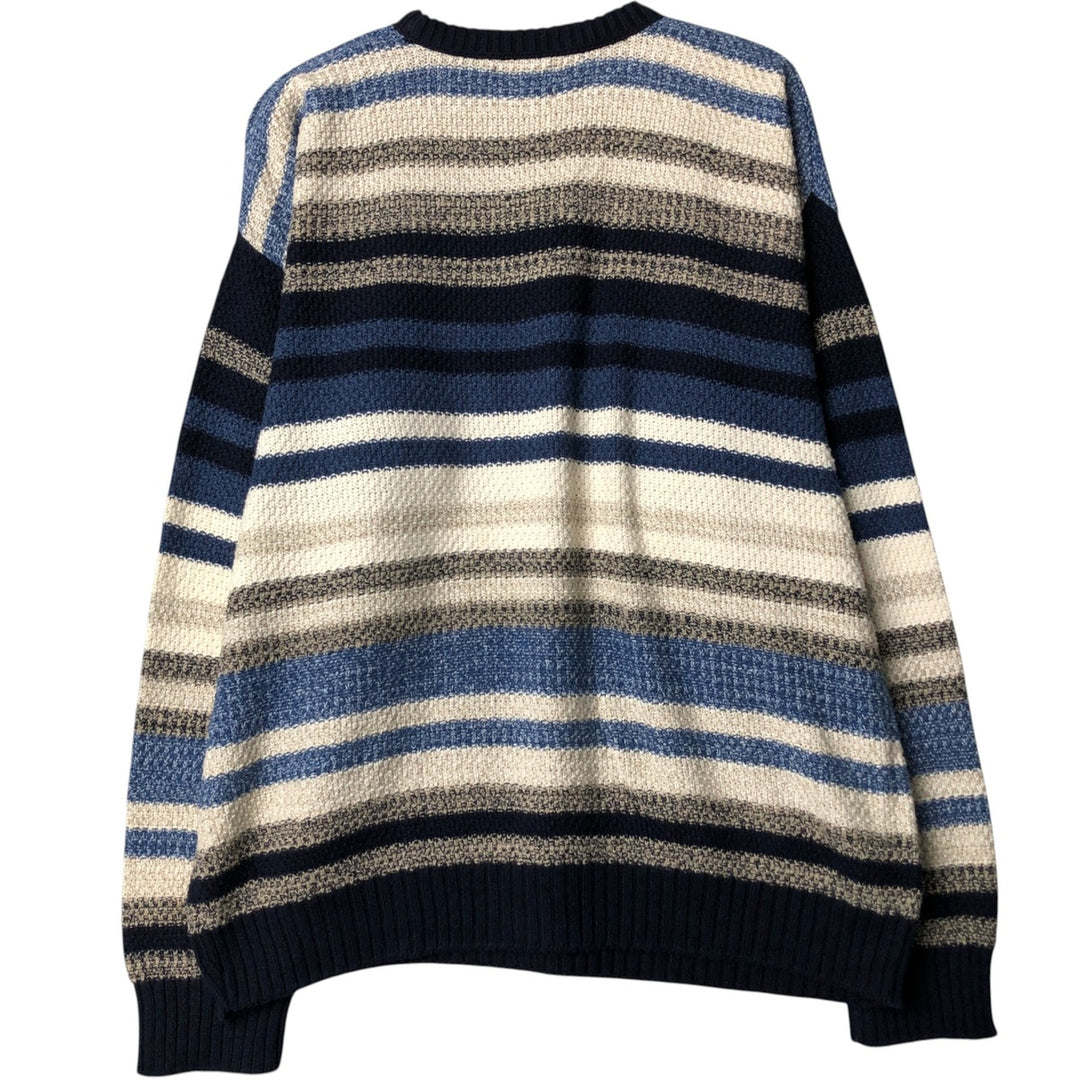 Jantzen All-Over Striped Cotton Knit Sweater, Made in USA, Men's Size L cotton Blue type light blue Vintage Second Hand