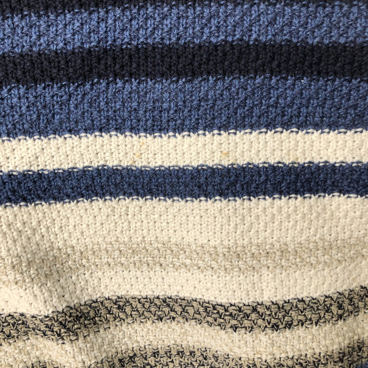 Jantzen All-Over Striped Cotton Knit Sweater, Made in USA, Men's Size L cotton Blue type light blue Vintage Second Hand