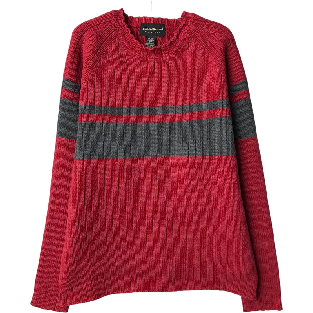 Eddie Bauer Ribbed Cotton Knit Sweater, Men's Size Small cotton red type Vintage Second Hand