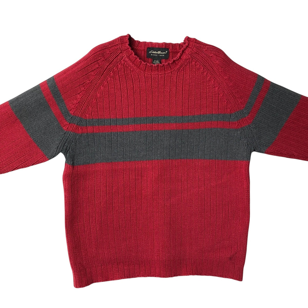 Eddie Bauer Ribbed Cotton Knit Sweater, Men's Size Small cotton red type Vintage Second Hand