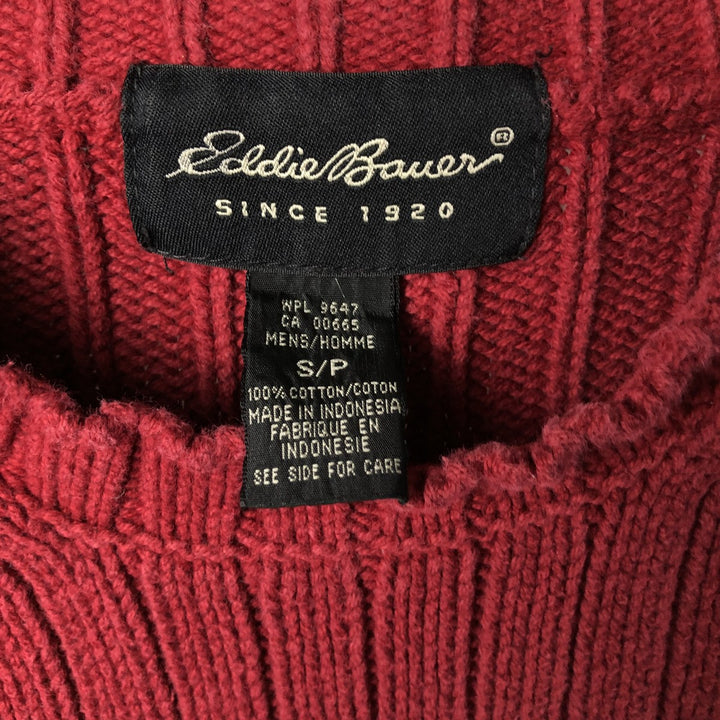 Eddie Bauer Ribbed Cotton Knit Sweater, Men's Size Small cotton red type Vintage Second Hand