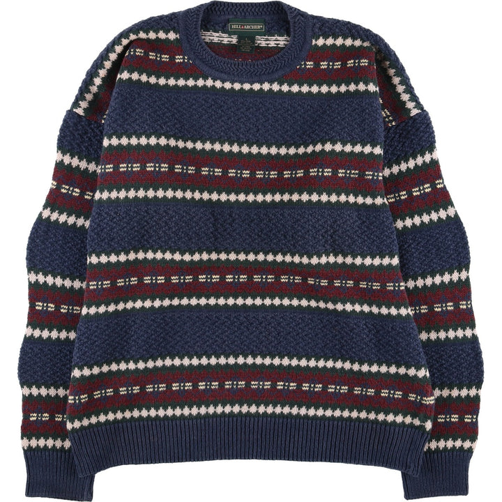 HILL AND ARCHER All-Over Print Ramie and Cotton Knit Sweater, Men's Size L Lamy Green type dark green Vintage Second Hand