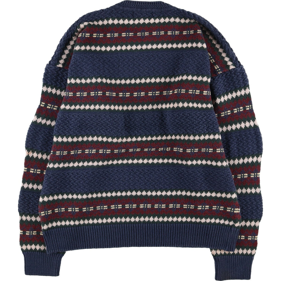 HILL AND ARCHER All-Over Print Ramie and Cotton Knit Sweater, Men's Size L Lamy Green type dark green Vintage Second Hand