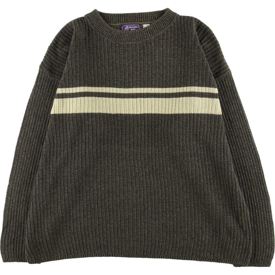 Vintage 90'S Peconic Bay Traders ribbed cotton knit sweater, made in the USA, size L, men's cotton gray type Vintage Second Hand