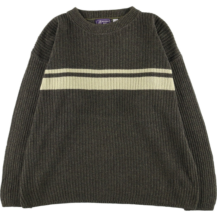 Vintage 90'S Peconic Bay Traders ribbed cotton knit sweater, made in the USA, size L, men's cotton gray type Vintage Second Hand