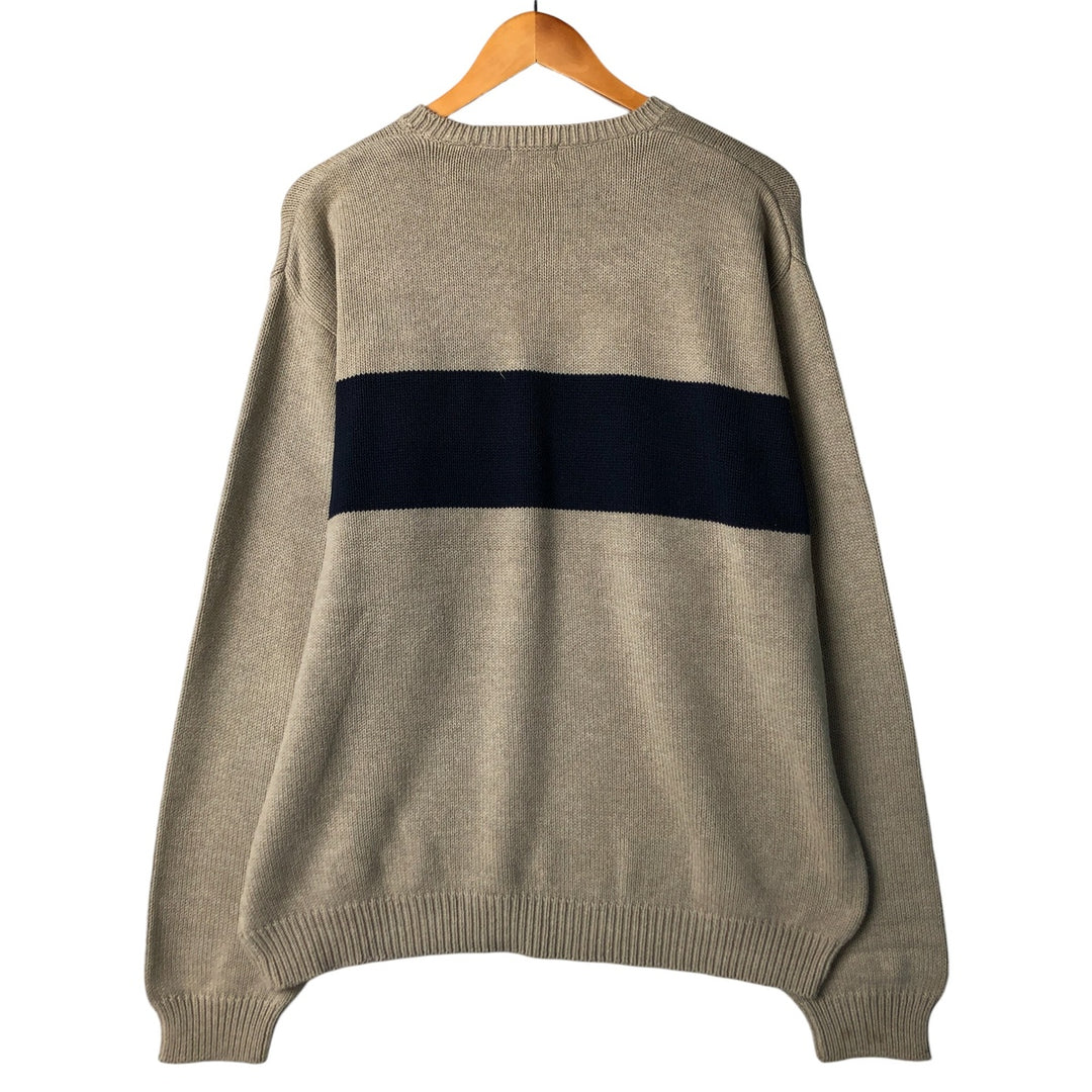 IZOD Cotton Knit Sweater, Men's Size L cotton navy blue type Vintage Second Hand