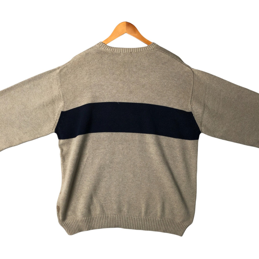 IZOD Cotton Knit Sweater, Men's Size L cotton navy blue type Vintage Second Hand