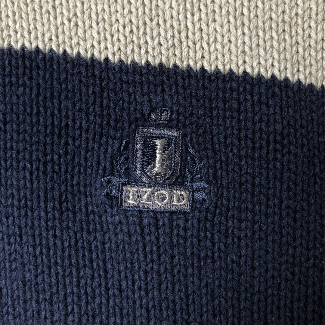 IZOD Cotton Knit Sweater, Men's Size L cotton navy blue type Vintage Second Hand