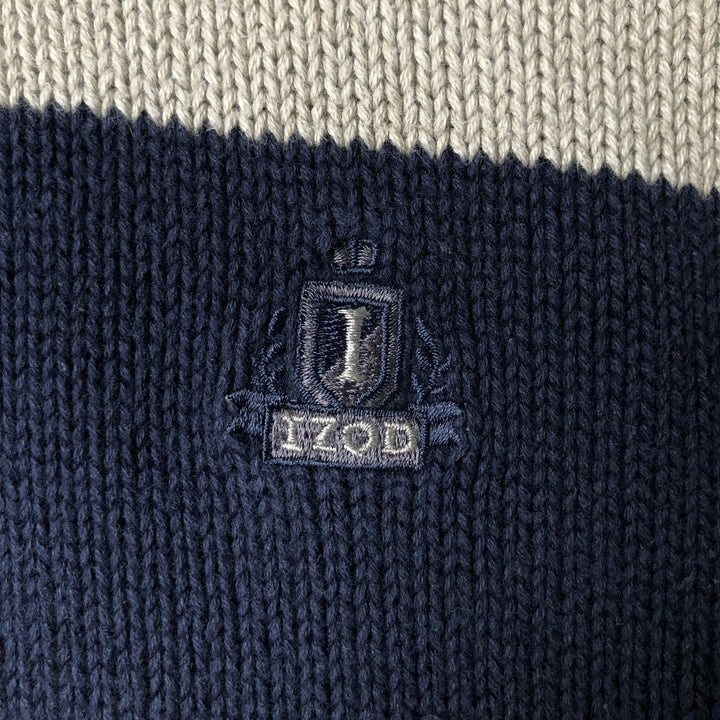 IZOD Cotton Knit Sweater, Men's Size L cotton navy blue type Vintage Second Hand