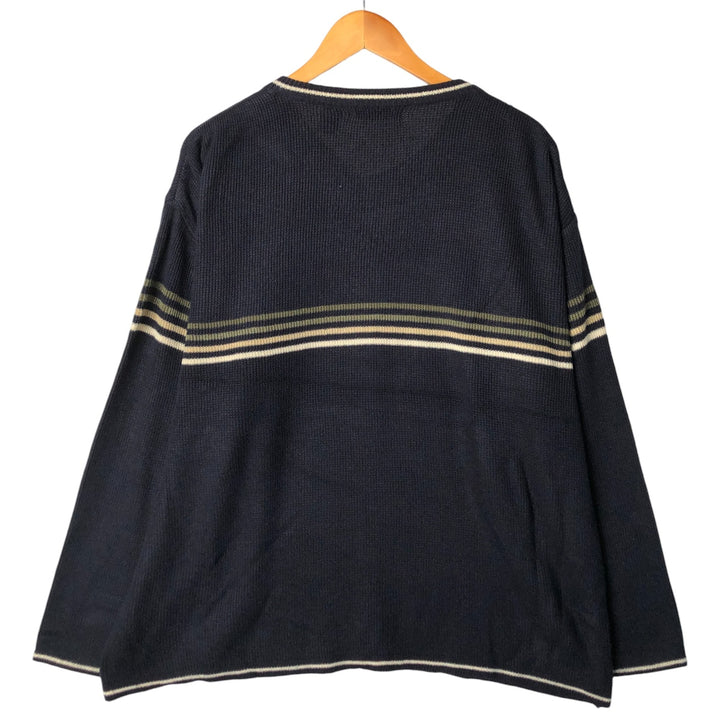 SUB CULTURE V-neck acrylic knit sweater, men's size XXL acrylic navy blue type Vintage Second Hand