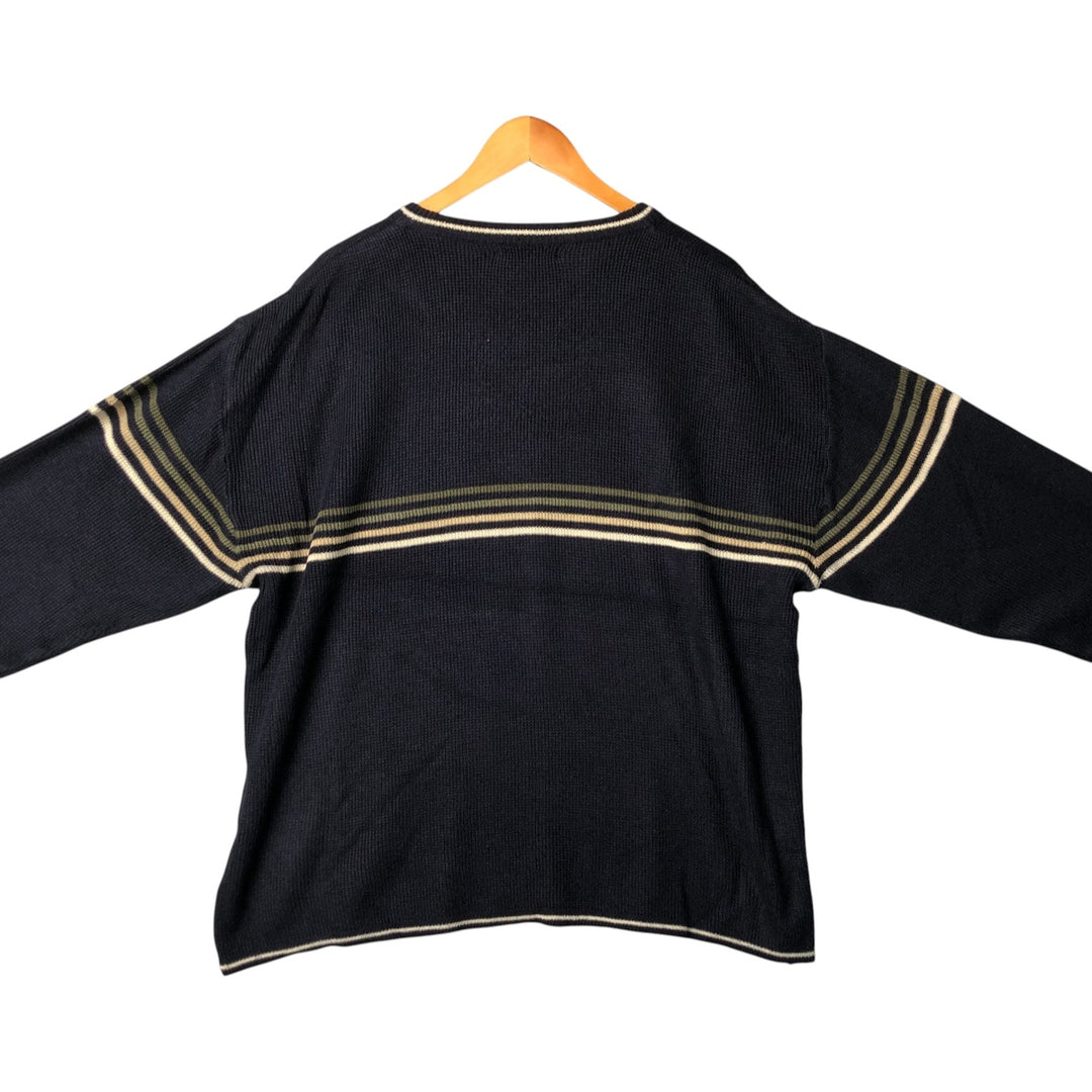 SUB CULTURE V-neck acrylic knit sweater, men's size XXL acrylic navy blue type Vintage Second Hand