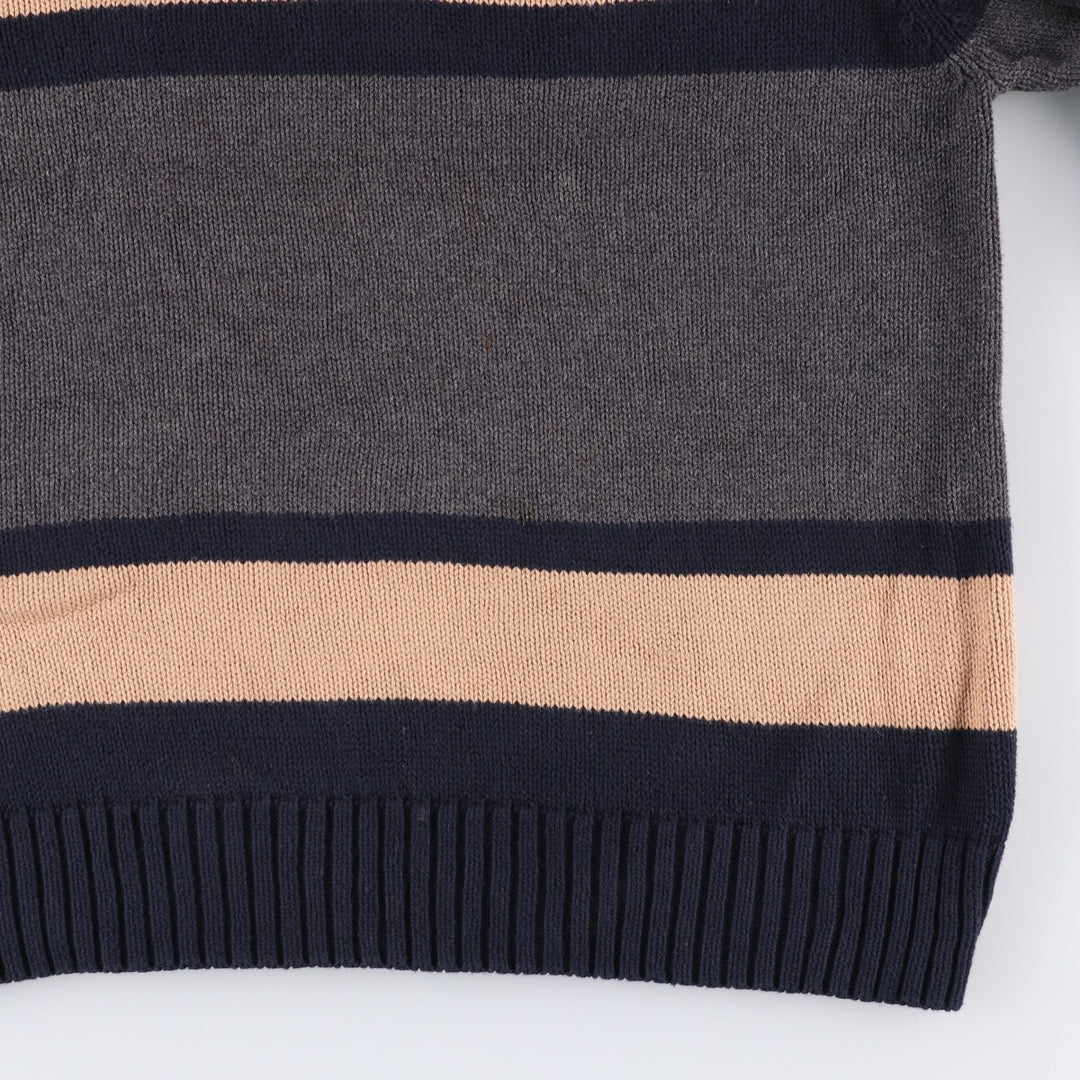 SADDLEBRED V-neck cotton knit sweater, men's size L cotton gray type Vintage Second Hand