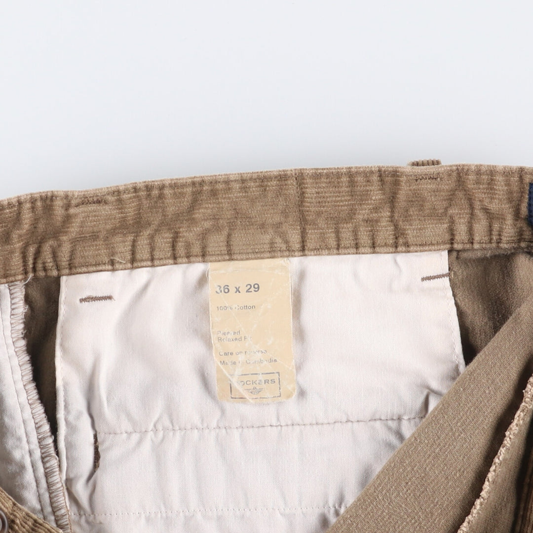 2000'S Dockers Preated Relaxed Fit Two-Pleated Corduroy Pants, Men's, Size 34 cotton brown type Vintage Second Hand