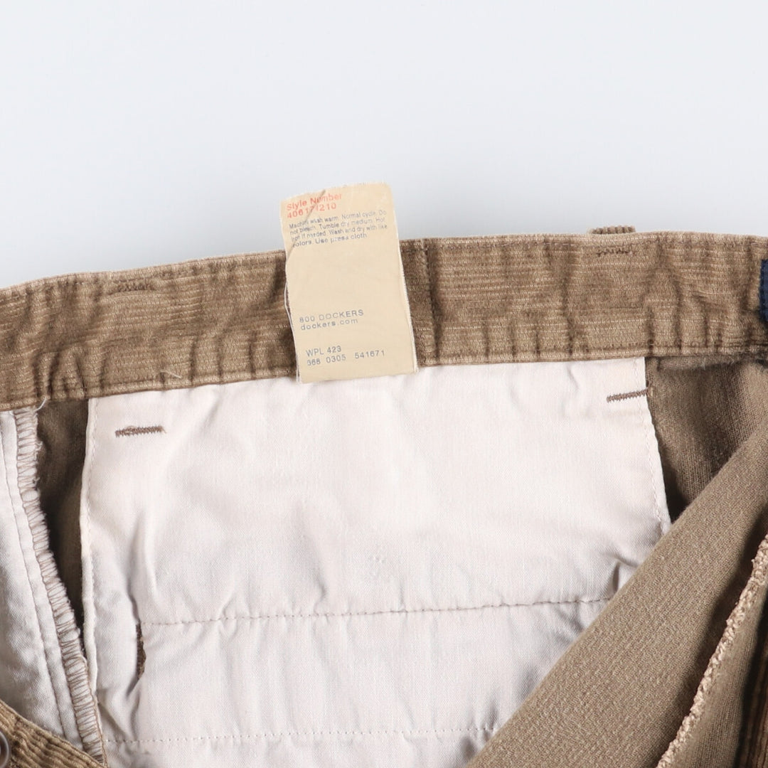 2000'S Dockers Preated Relaxed Fit Two-Pleated Corduroy Pants, Men's, Size 34 cotton brown type Vintage Second Hand