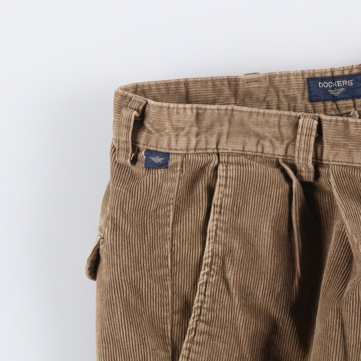 2000'S Dockers Preated Relaxed Fit Two-Pleated Corduroy Pants, Men's, Size 34 cotton brown type Vintage Second Hand