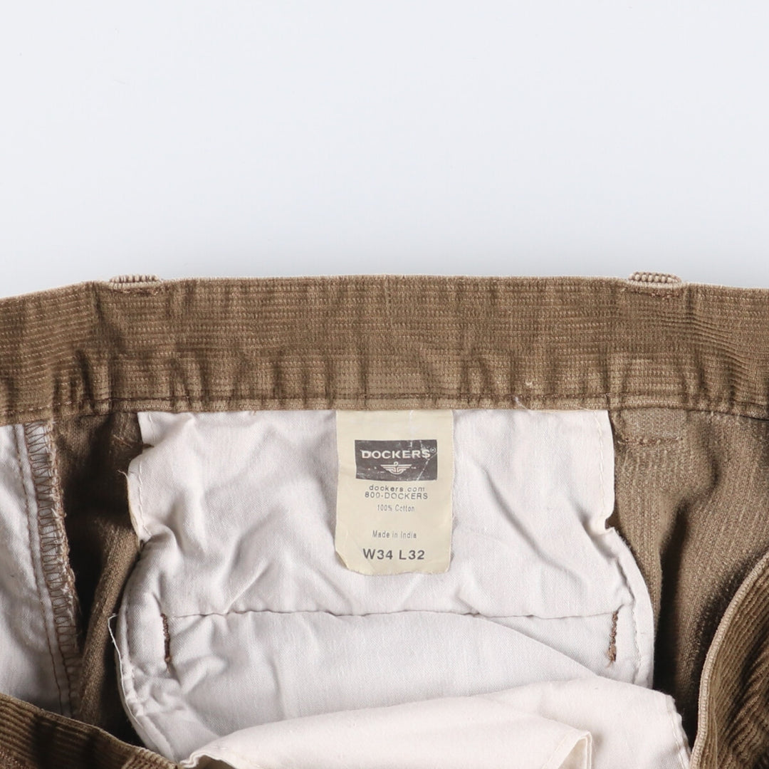 2000'S Dockers Two-pleat Corduroy Pants Men's Size W34 cotton brown type Vintage Second Hand