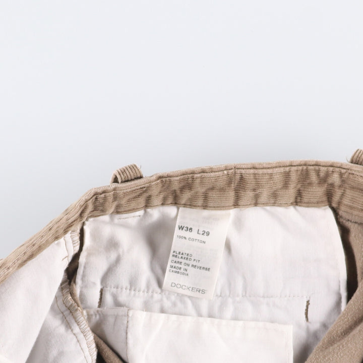 Dockers Preated Relaxed Fit Two-Pleated Corduroy Pants, Men's, Size 36 cotton Beige type Vintage Second Hand