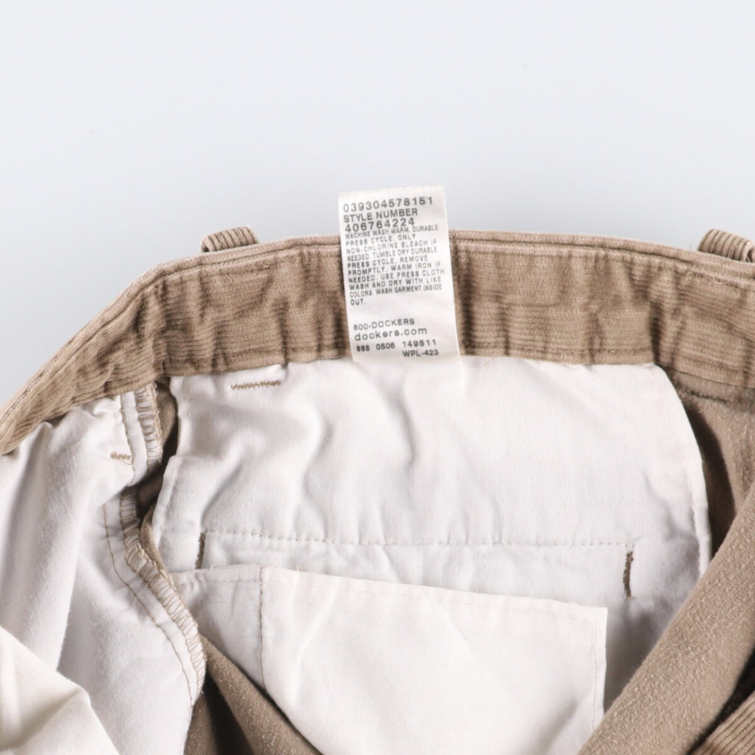 Dockers Preated Relaxed Fit Two-Pleated Corduroy Pants, Men's, Size 36 cotton Beige type Vintage Second Hand