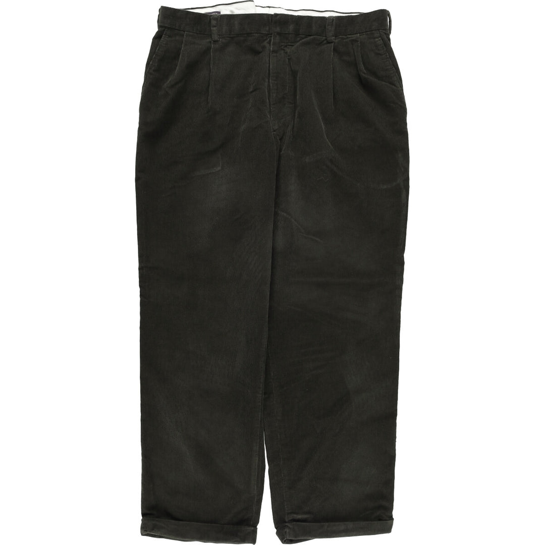 LANDS' END Two-pleat Corduroy Pants, Men's, Size 36 cotton Charcoal Vintage Second Hand