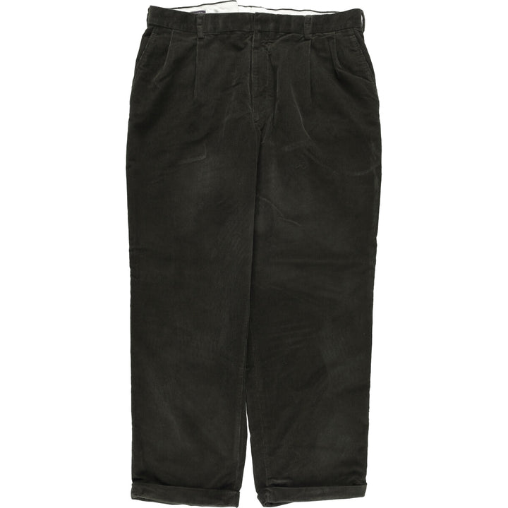 LANDS' END Two-pleat Corduroy Pants, Men's, Size 36 cotton Charcoal Vintage Second Hand