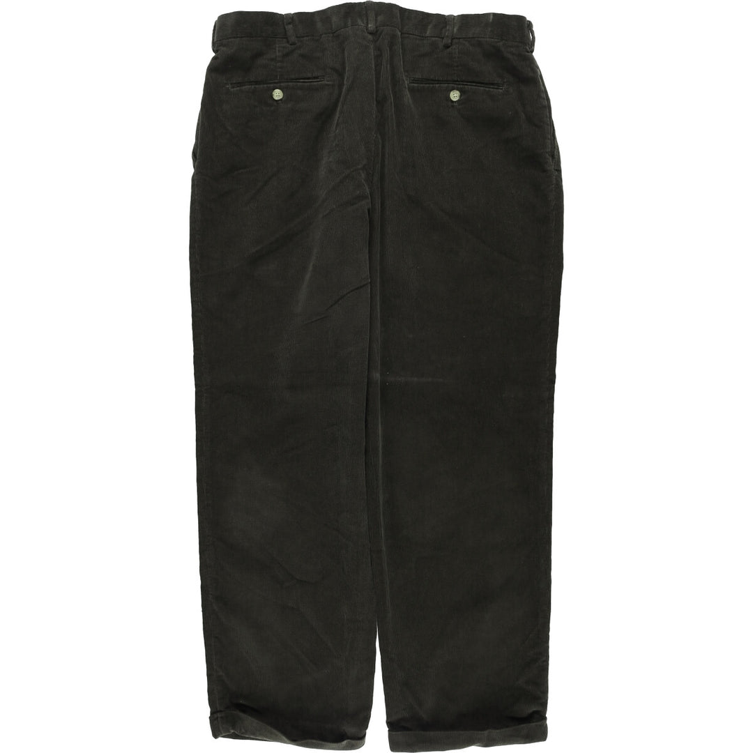 LANDS' END Two-pleat Corduroy Pants, Men's, Size 36 cotton Charcoal Vintage Second Hand